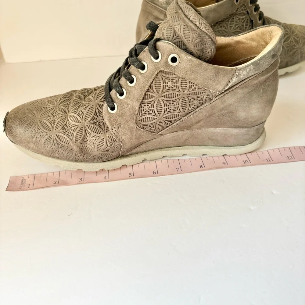 Miz Mooz Gray Leather Chalice Hightop Sneakers Shoes